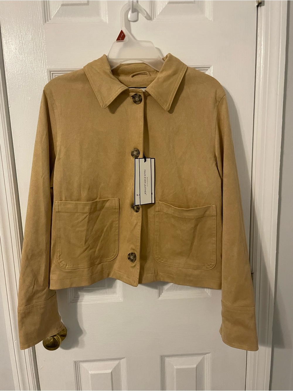New With Tags Bagatelle Collection Faux Suede Button-Front Jacket in Camel